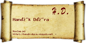 Hanák Dóra névjegykártya